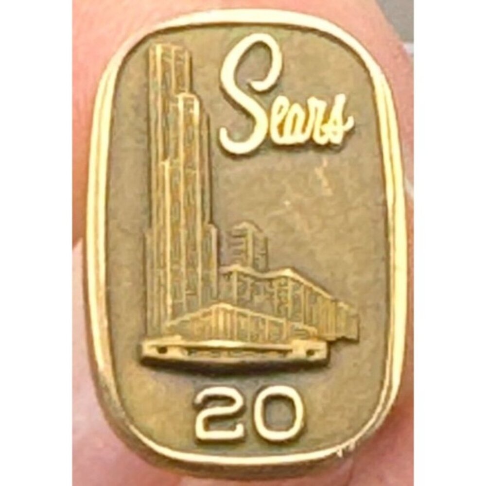 Vintage Sears 20 Year Service Pin 10K Gold Filled Employee Lapel Badge